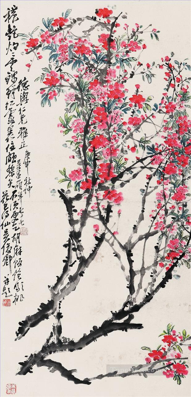 Tinta china antigua de flor de durazno Wu cangshuo Pintura al óleo